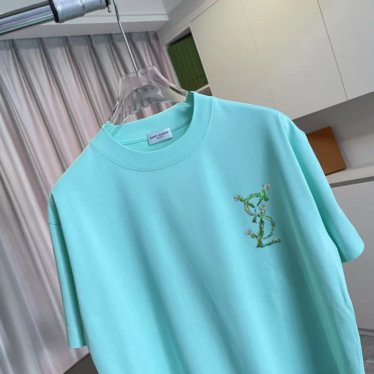 YSL* 2026 New Arrival logo 300g t Same Style Size：S M L XL XXL ：Black White Green Purple